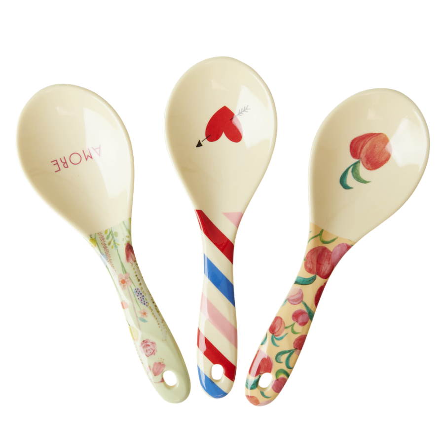 Melamine Salad Spoons in Choose Happy Prints Rice DK